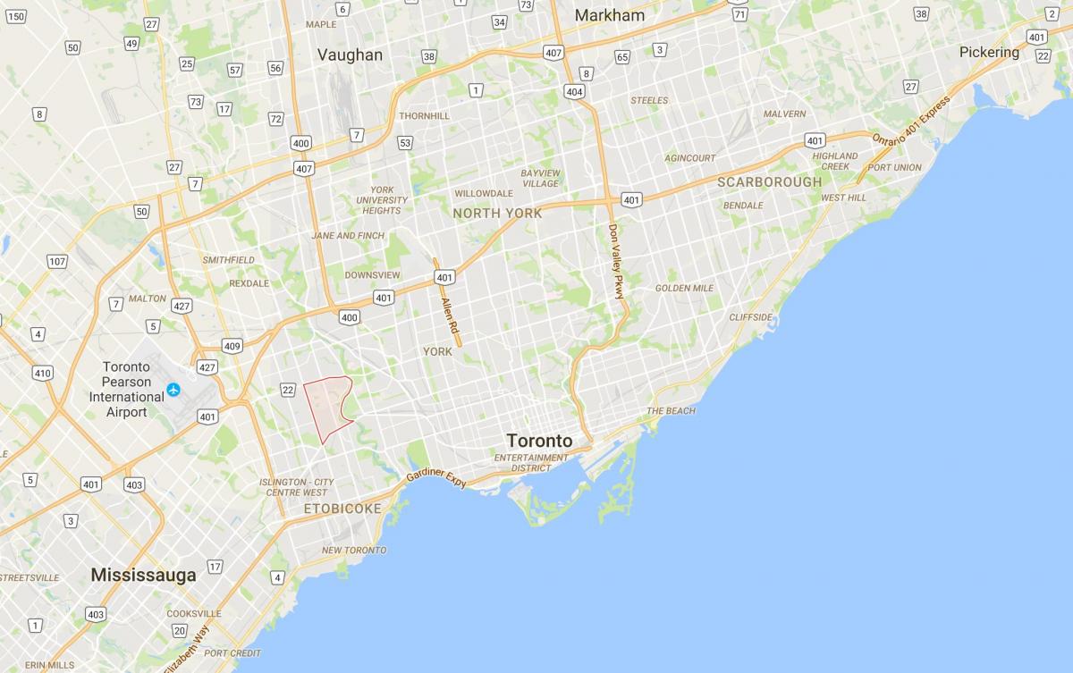 Mappa di Humber Valley Village distretto di Toronto