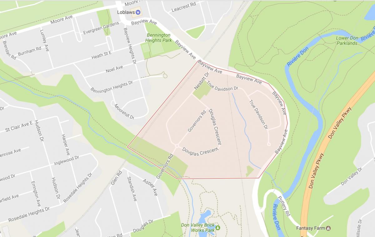 Mappa del Governatore Ponte del quartiere di Toronto