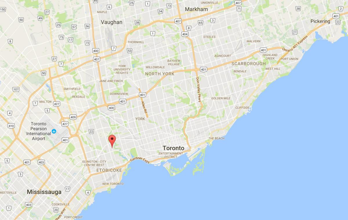 Mappa di Kingsway distretto di Toronto