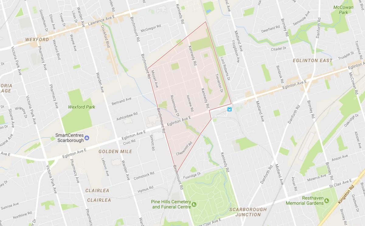 Mappa di Ionview quartiere di Toronto