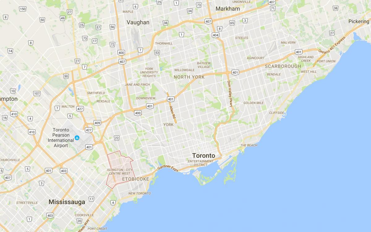 Mappa di Islington-Centro di quartiere di West Toronto
