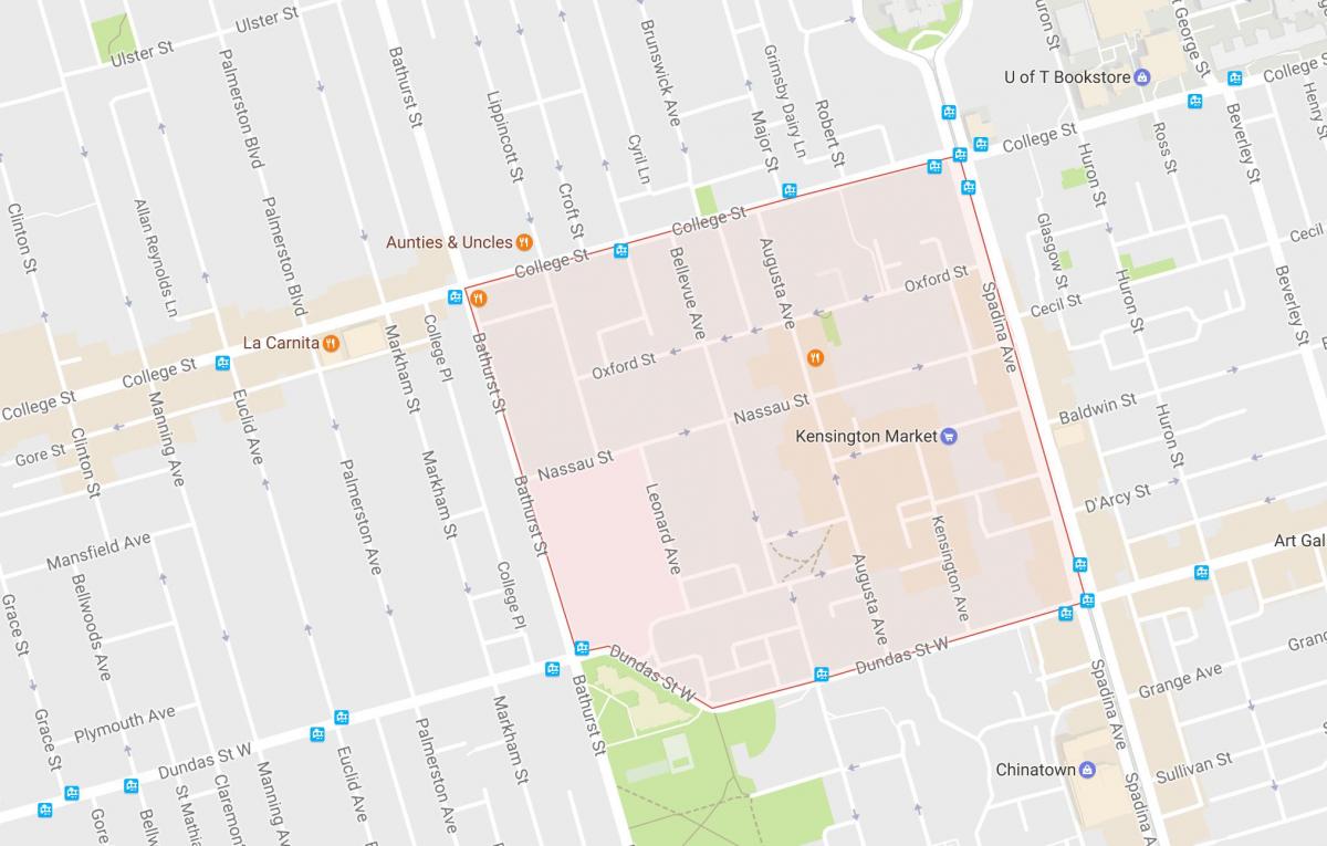 Mappa di Kensington Market quartiere di Toronto
