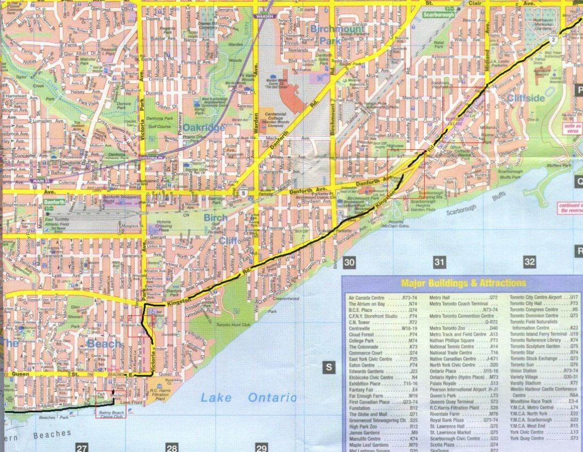 Mappa di Kingston road Ontarion