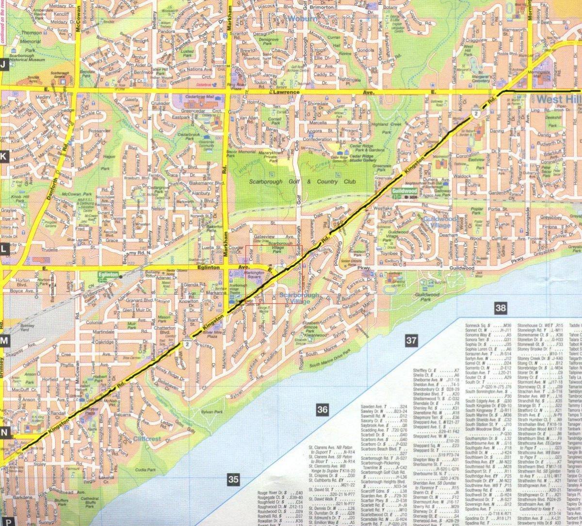Mappa di Kingston road Toronto