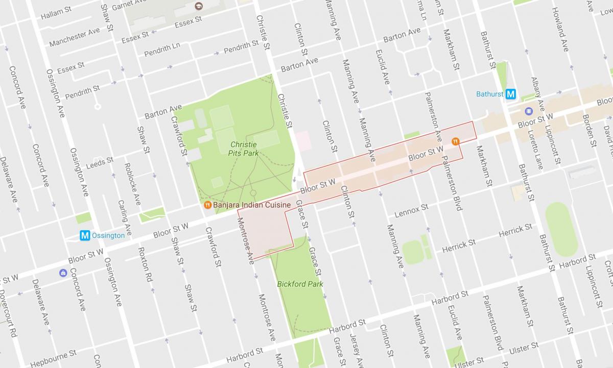 Mappa di Koreatown quartiere di Toronto