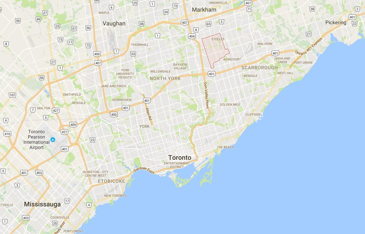 Mappa di L'Amoreaux distretto di Toronto