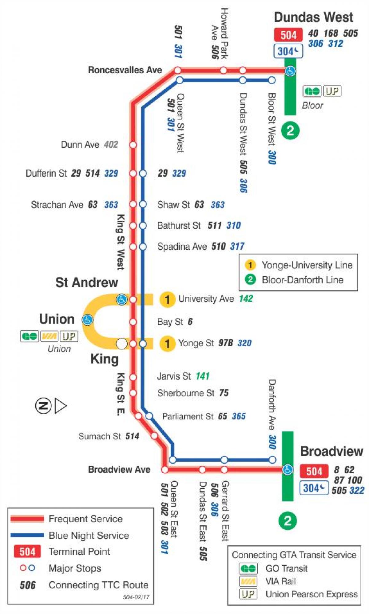 La mappa dei tram linea 504 Re
