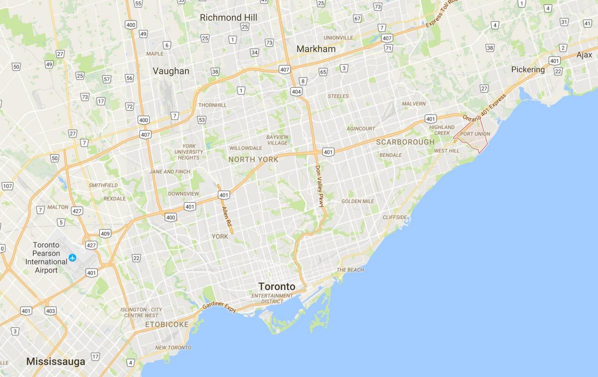 Mappa di Port Unione del distretto di Toronto
