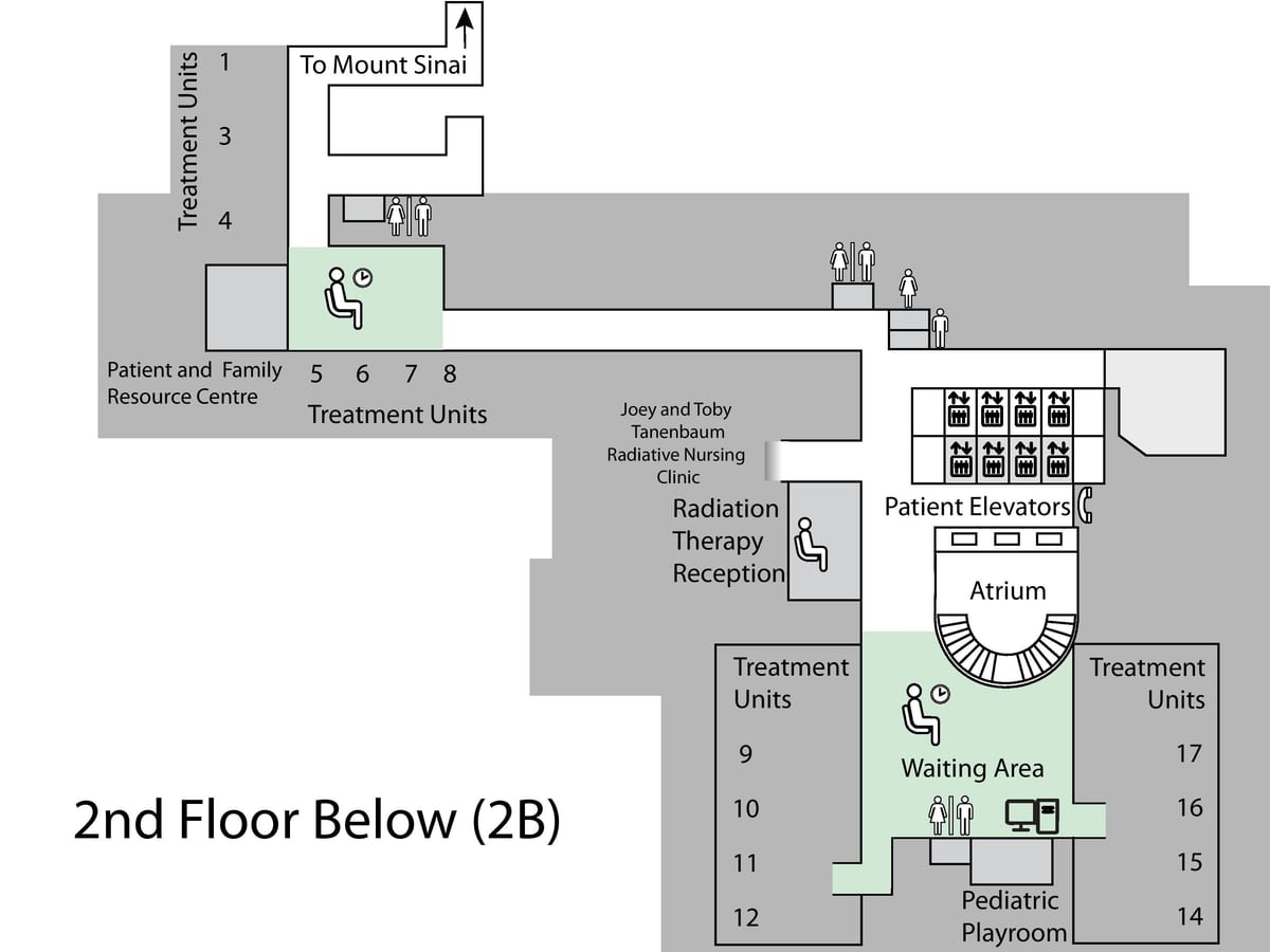 Mappa della Principessa Margaret Cancer Centre di Toronto, 2 ° piano Sotto (B2)