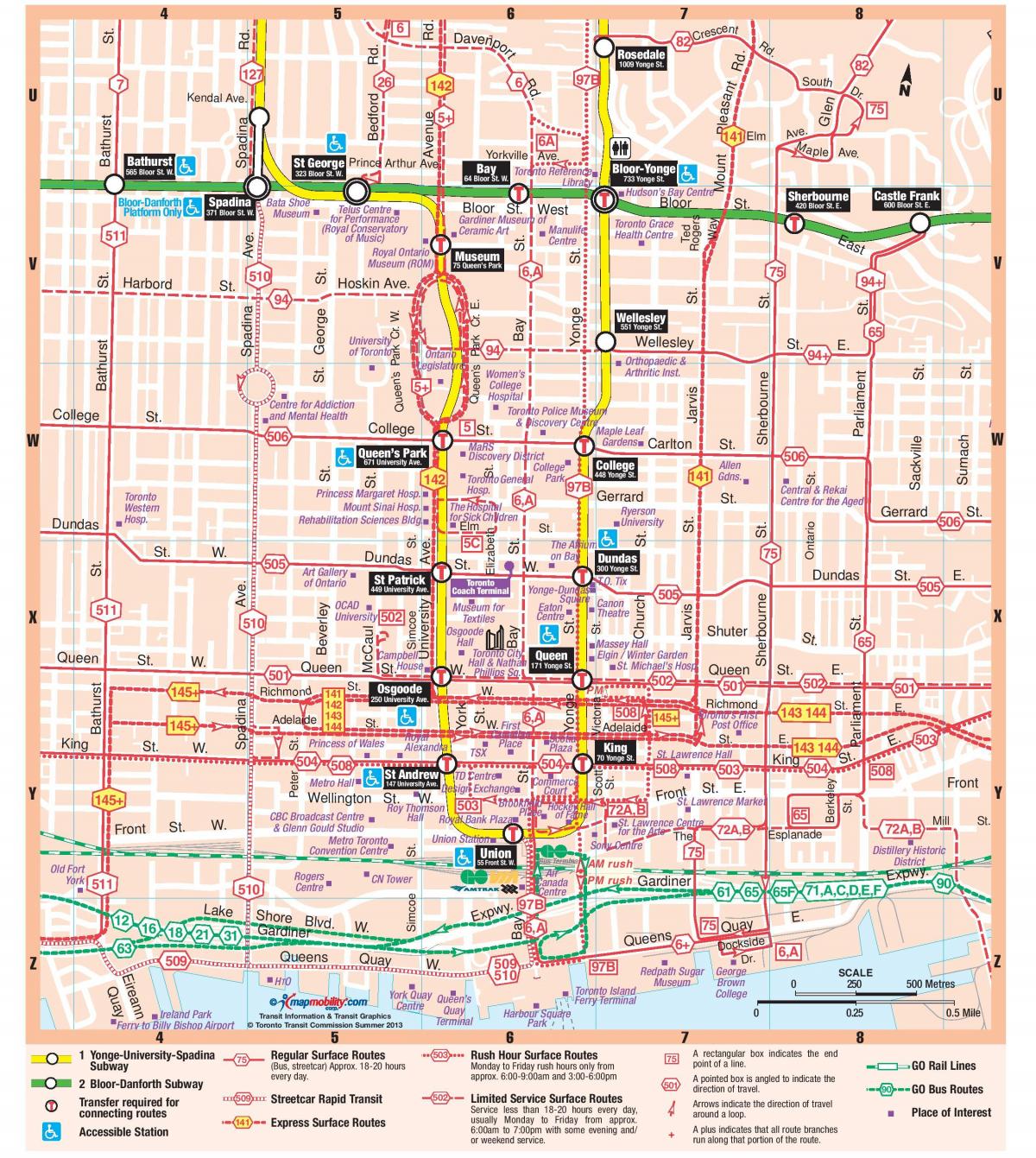 Mappa della stazione della Metropolitana di Toronto
