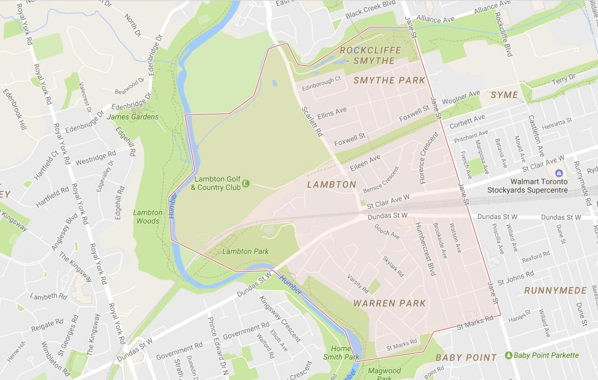 Mappa di Lambton quartiere di Toronto