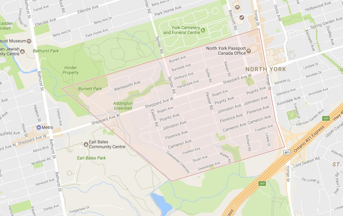 Mappa di Lansing quartiere di Toronto