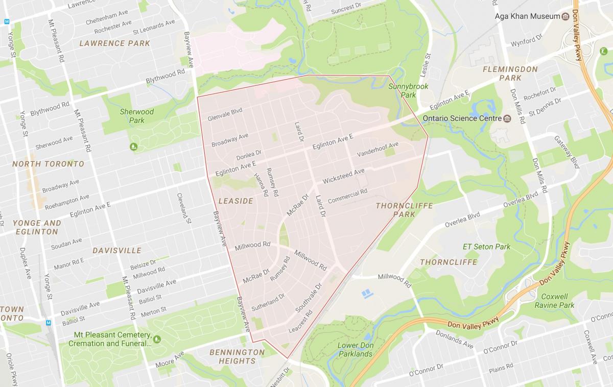 Mappa di Leaside quartiere di Toronto