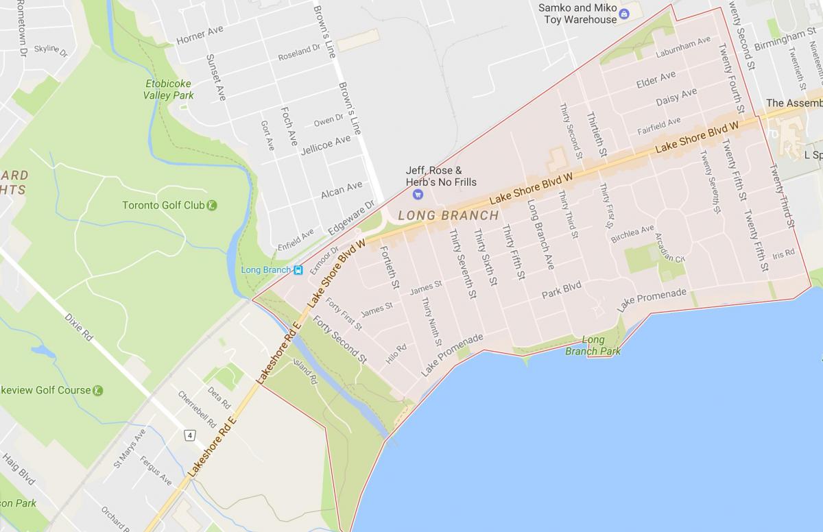 Mappa di Long Branch quartiere di Toronto