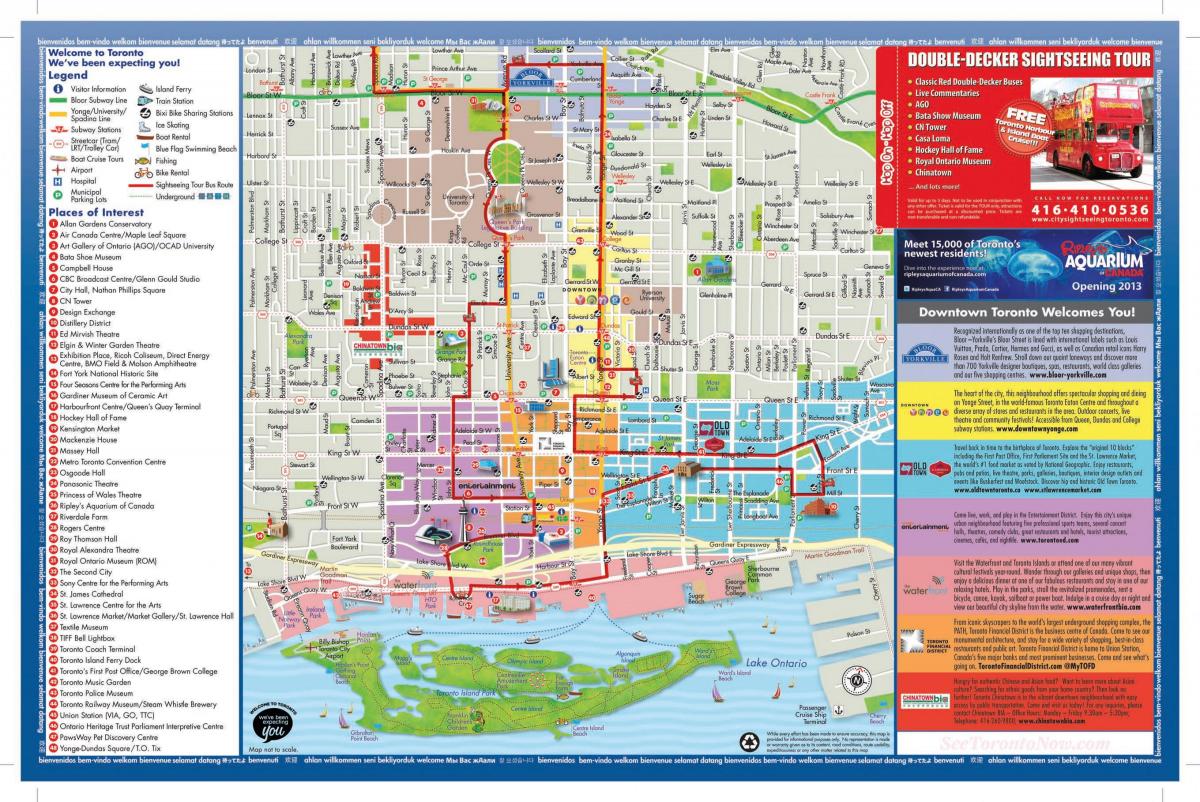 Mappa di luoghi di interesse di Toronto