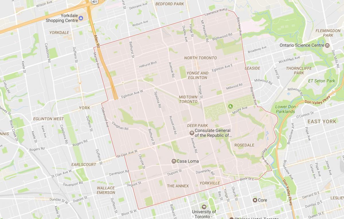 Mappa del centro di quartiere di Toronto