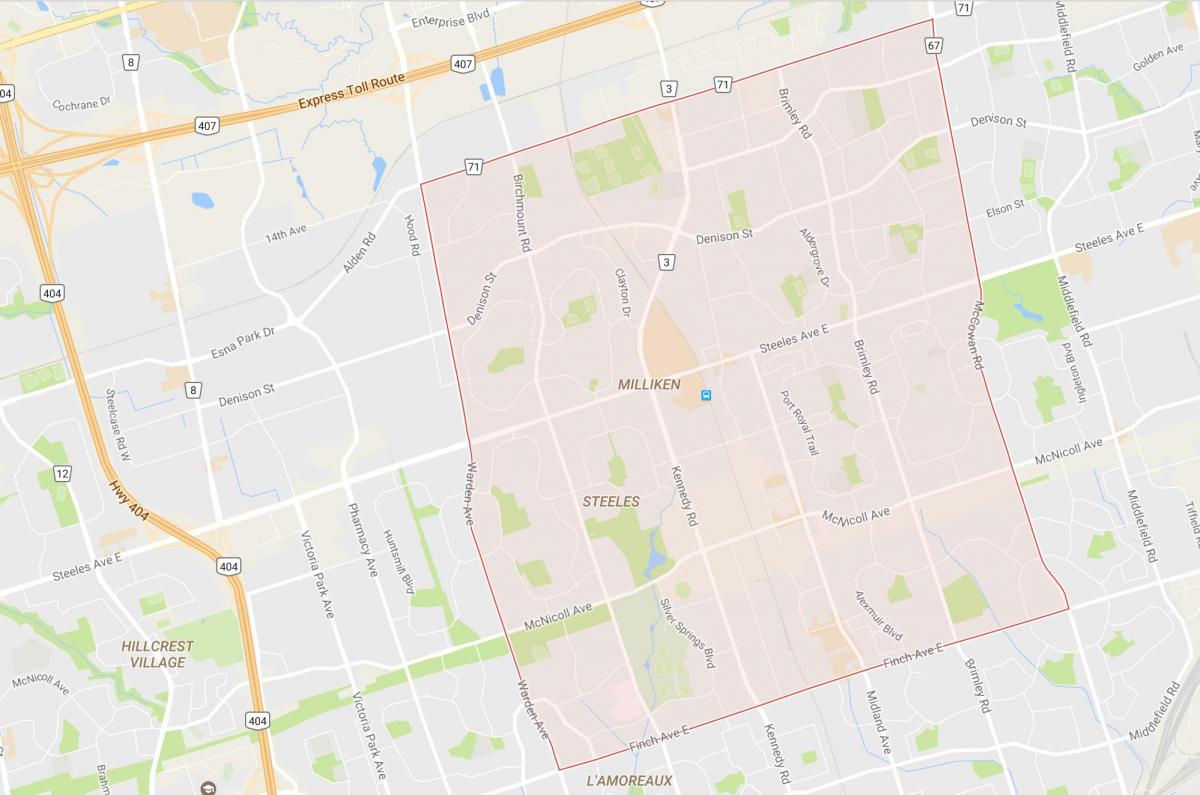 Mappa di Milliken quartiere di Toronto