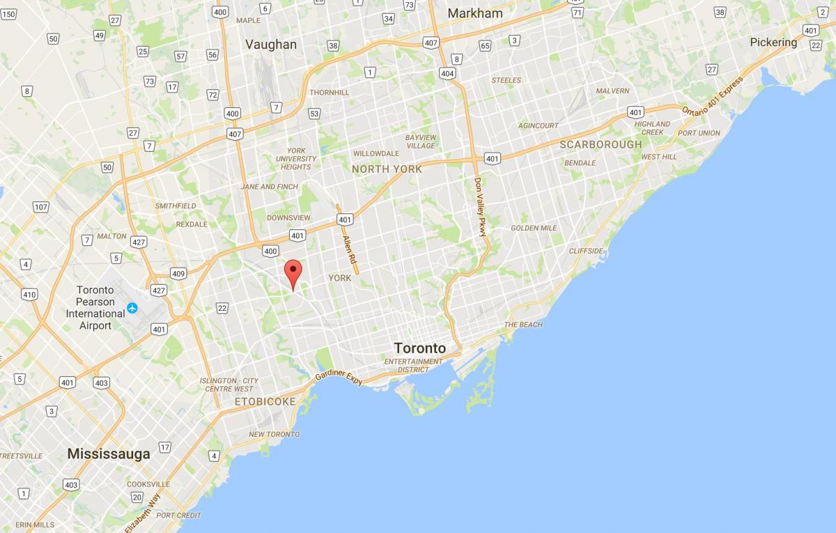 Mappa di Monte Dennis distretto di Toronto