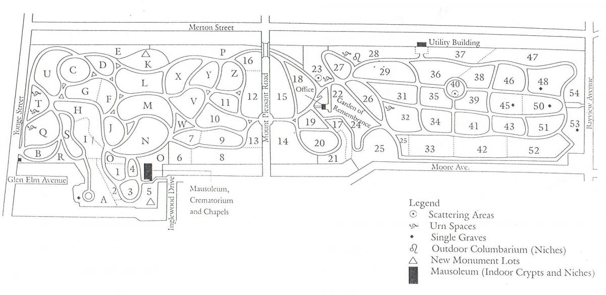 Mappa di Mount pleasant cemetery