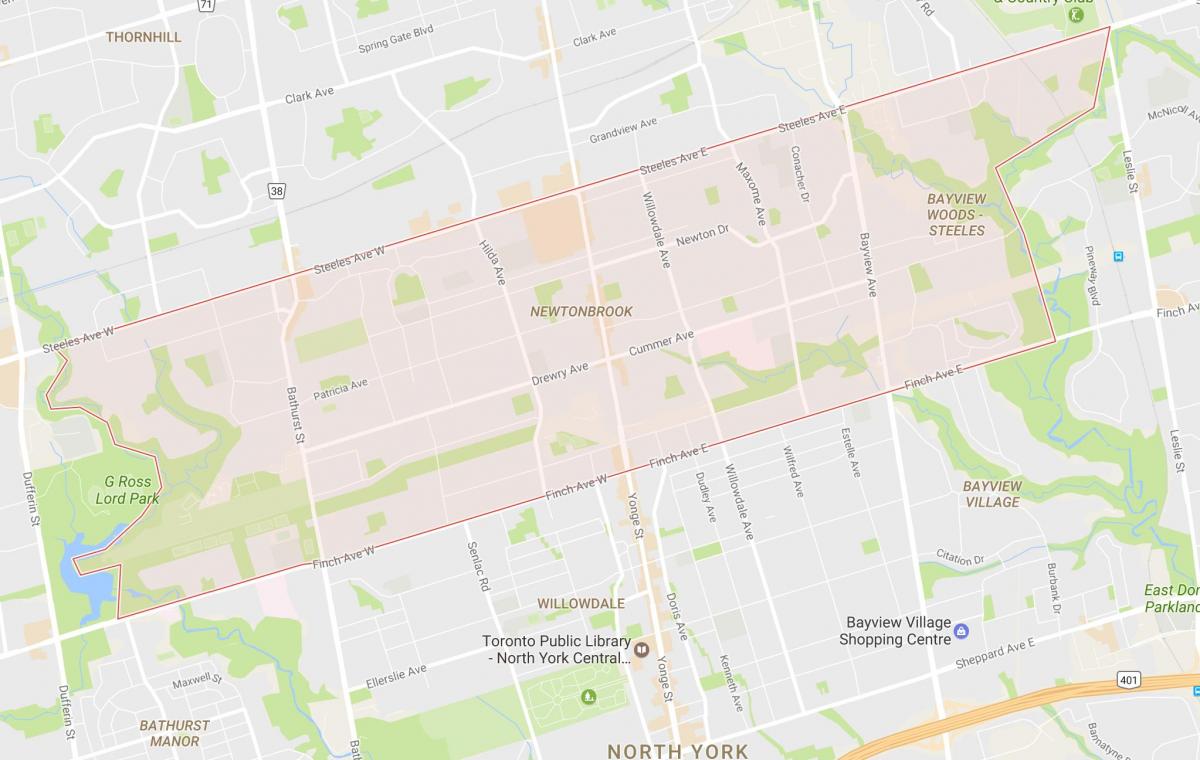 Mappa di Newtonbrook quartiere di Toronto