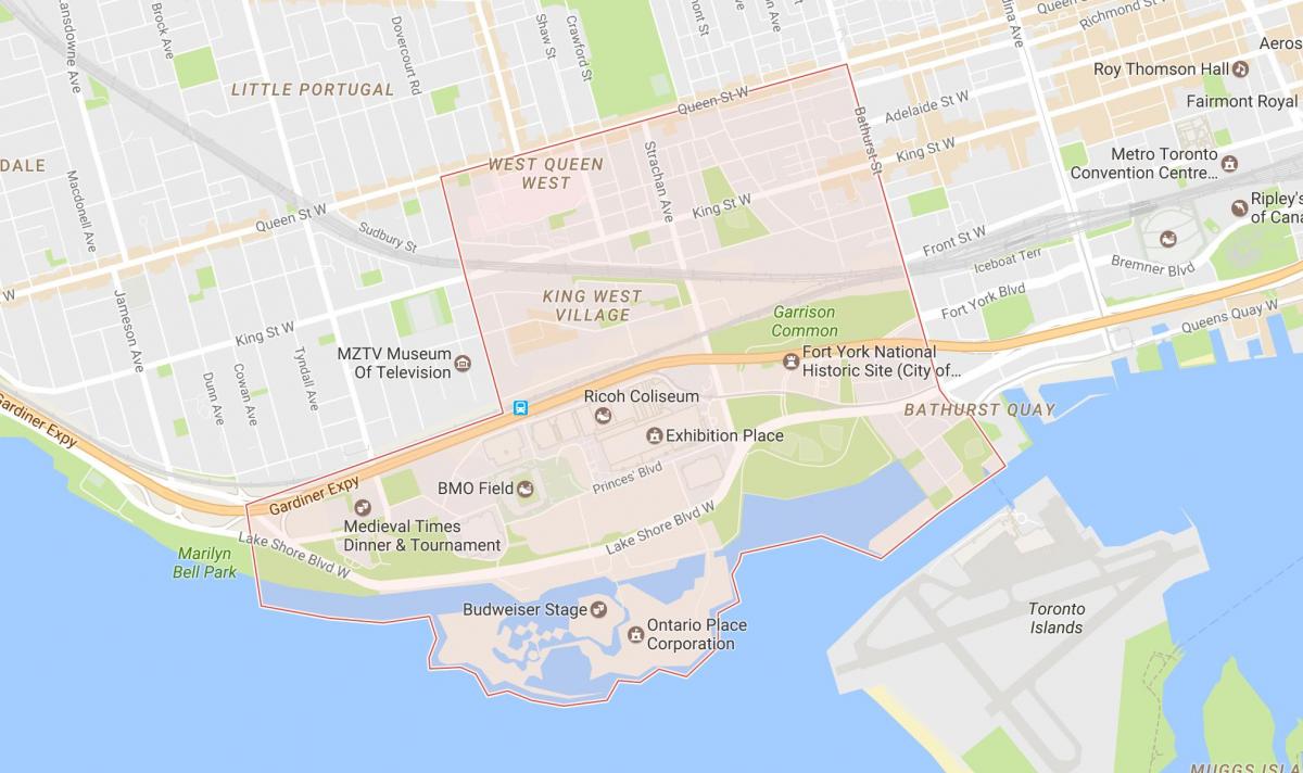 Mappa di Niagara quartiere di Toronto