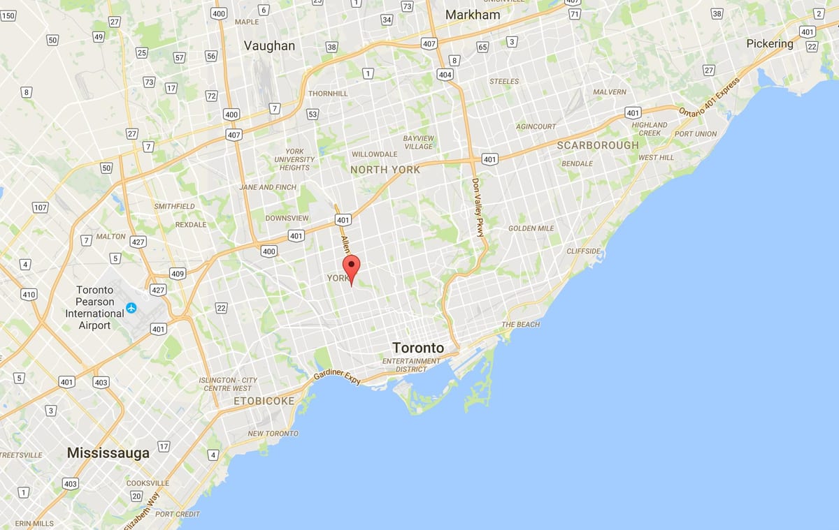 Mappa di Oakwood–Vaughan distretto di Toronto