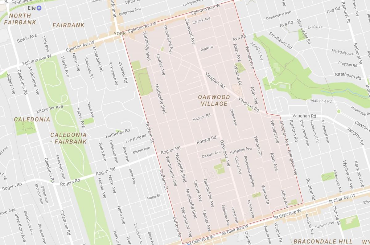 Mappa di Oakwood–Vaughan quartiere di Toronto