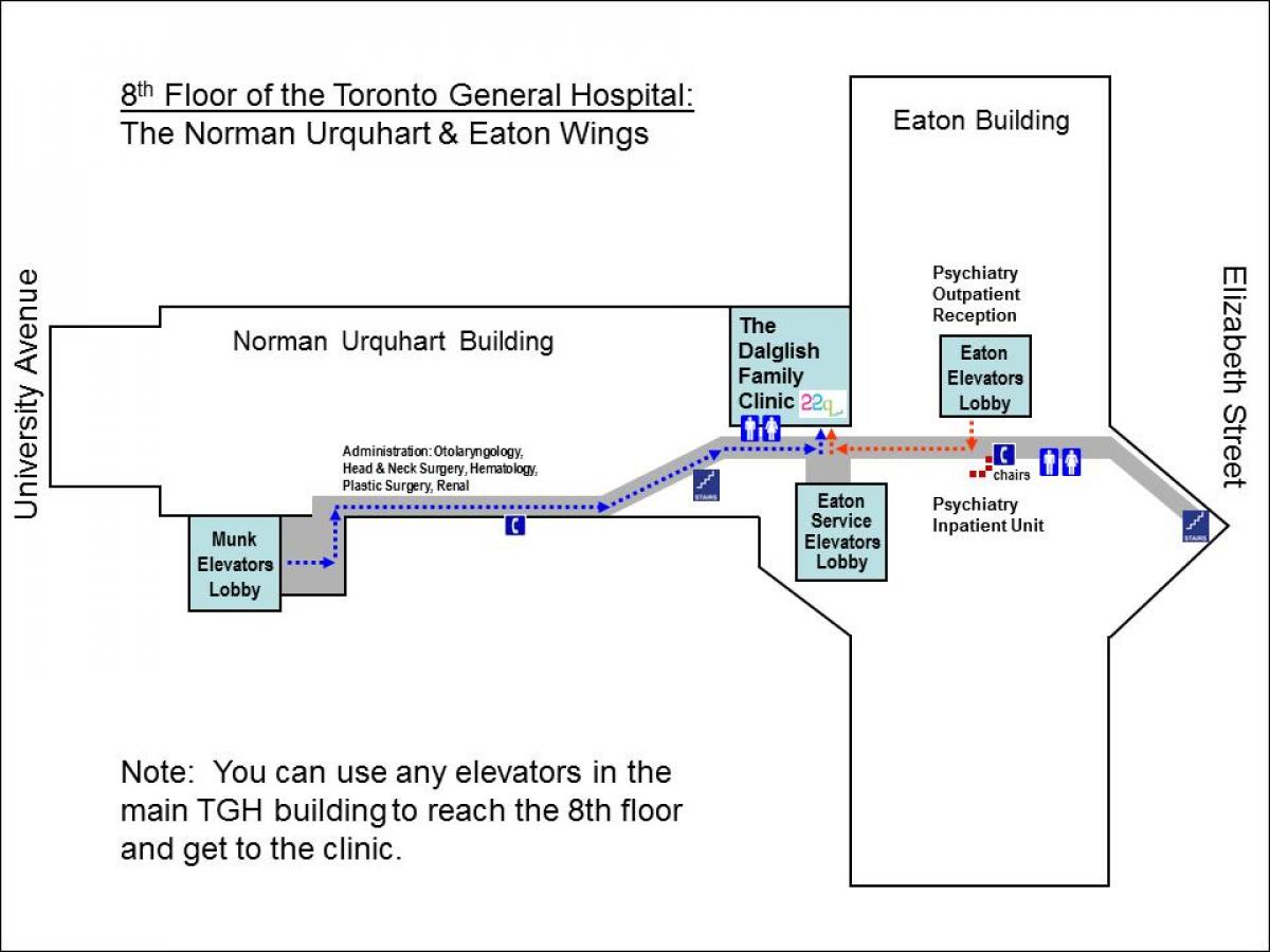 La mappa Ospedale Generale di 8 ° piano di Toronto