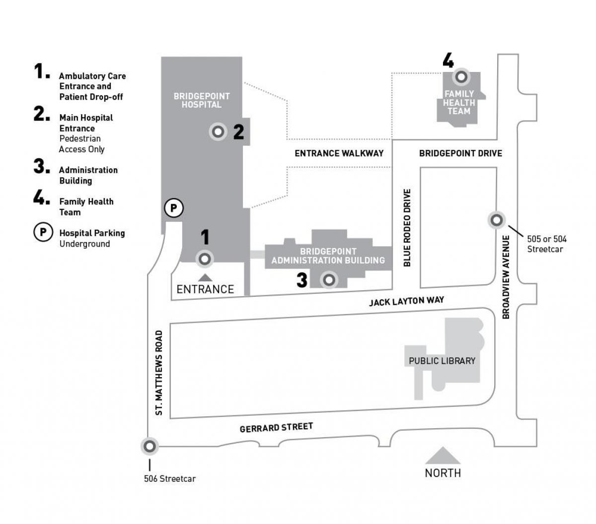 La mappa Ospedale Sinai Sistema Sanitario-Bridgepoint Toronto