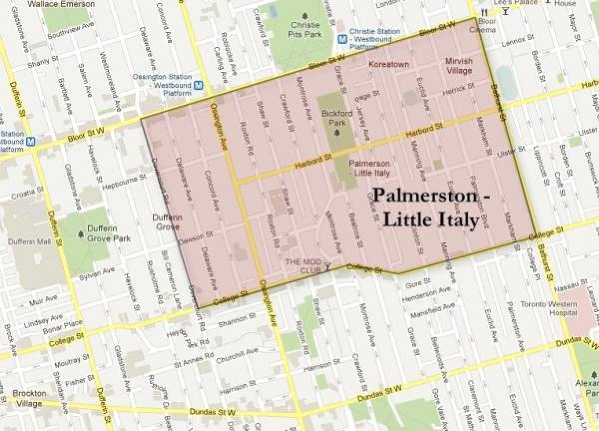 Mappa di Palmerston little Italy di Toronto