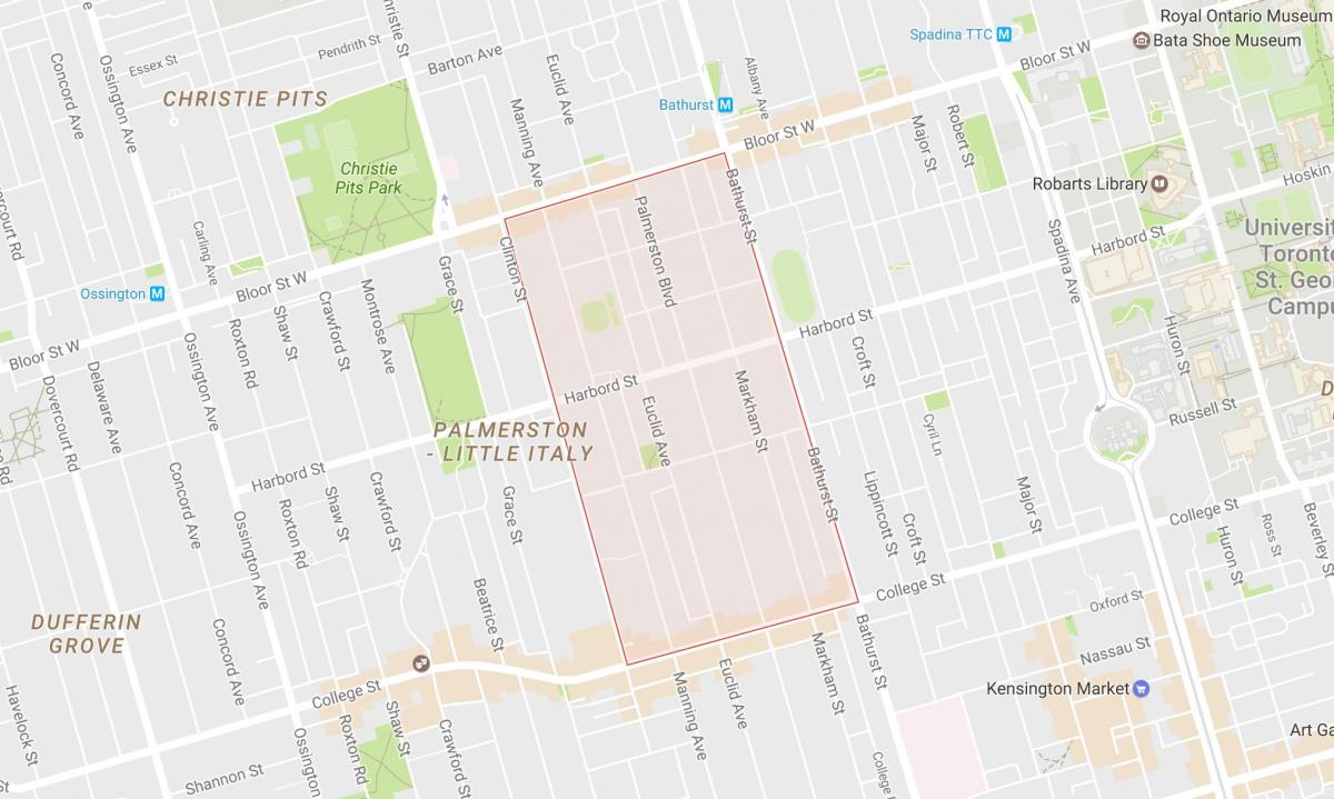 Mappa di Palmerston quartiere di Toronto