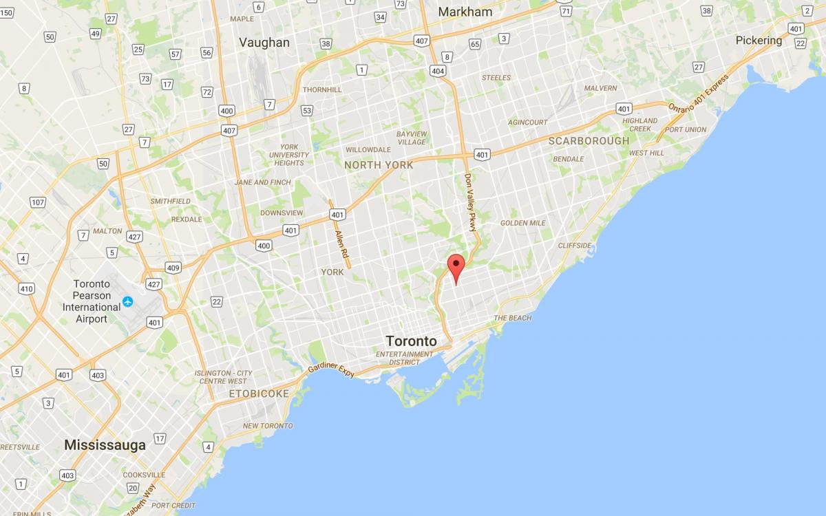 Mappa di Pape Villaggio del distretto di Toronto