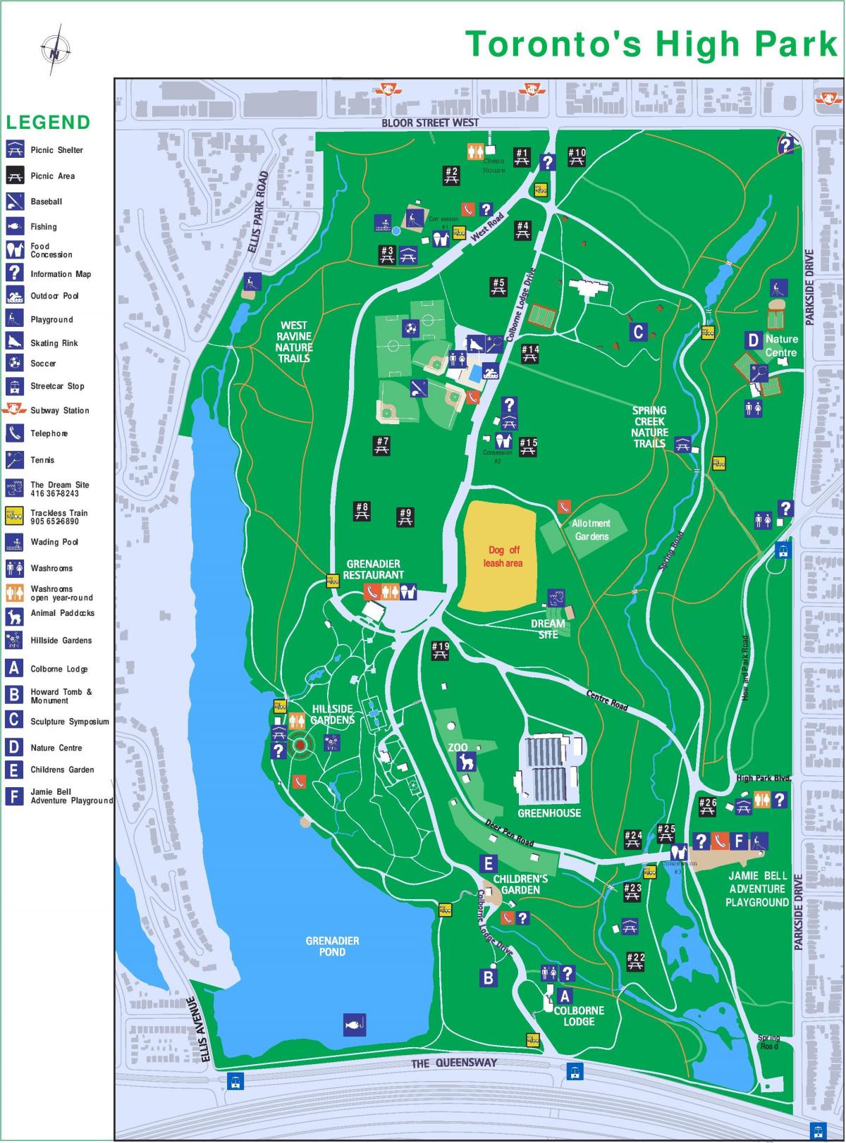Mappa di parco Alta leggenda Toronto