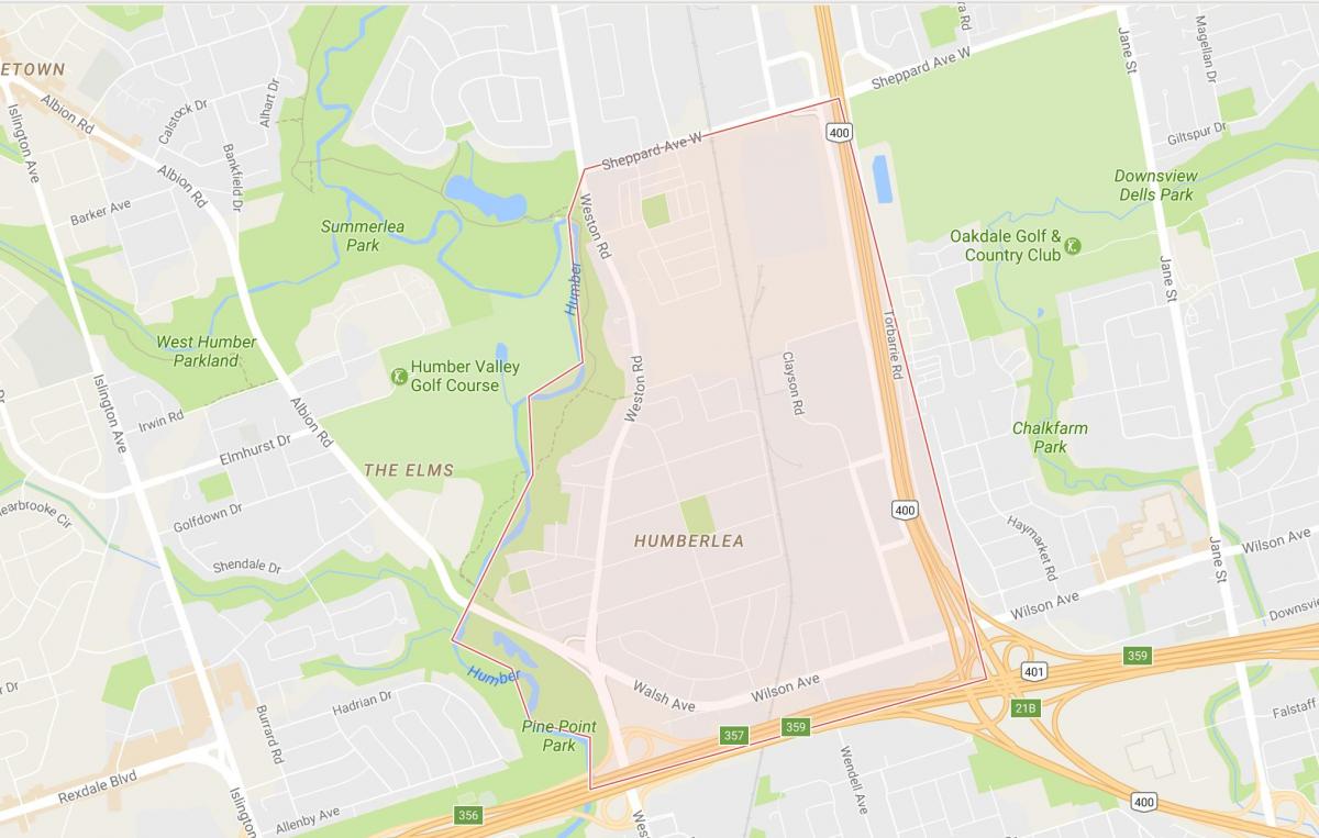 Mappa del Pelmo Parco – Humberlea quartiere di Toronto