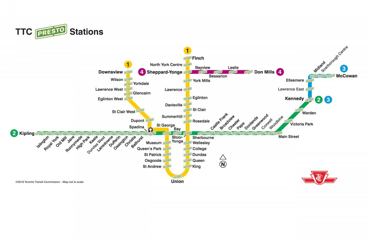 Mappa di presto stazioni TTC