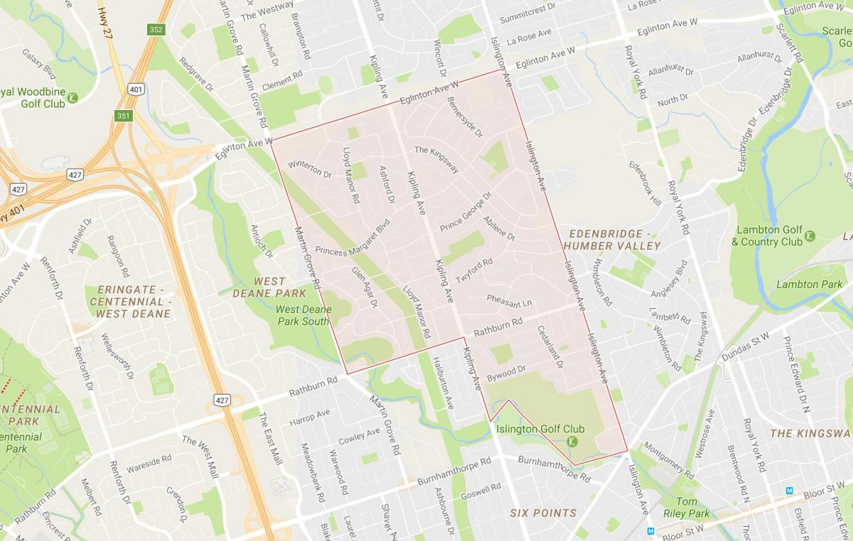 Mappa della Principessa Giardini di quartiere di Toronto