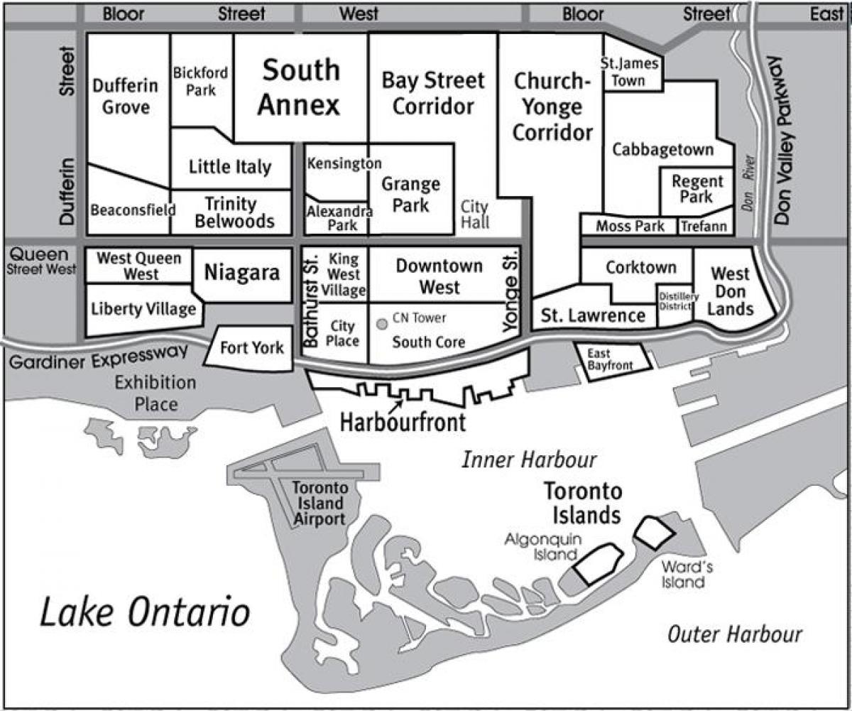 Mappa di Quartiere a Sud Core Toronto