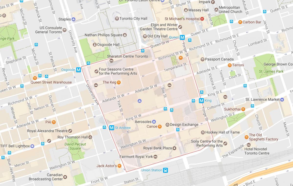 Mappa del Quartiere Finanziario, quartiere di Toronto