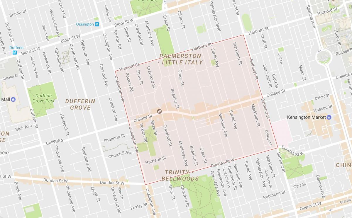 Mappa del quartiere Little Italy di Toronto