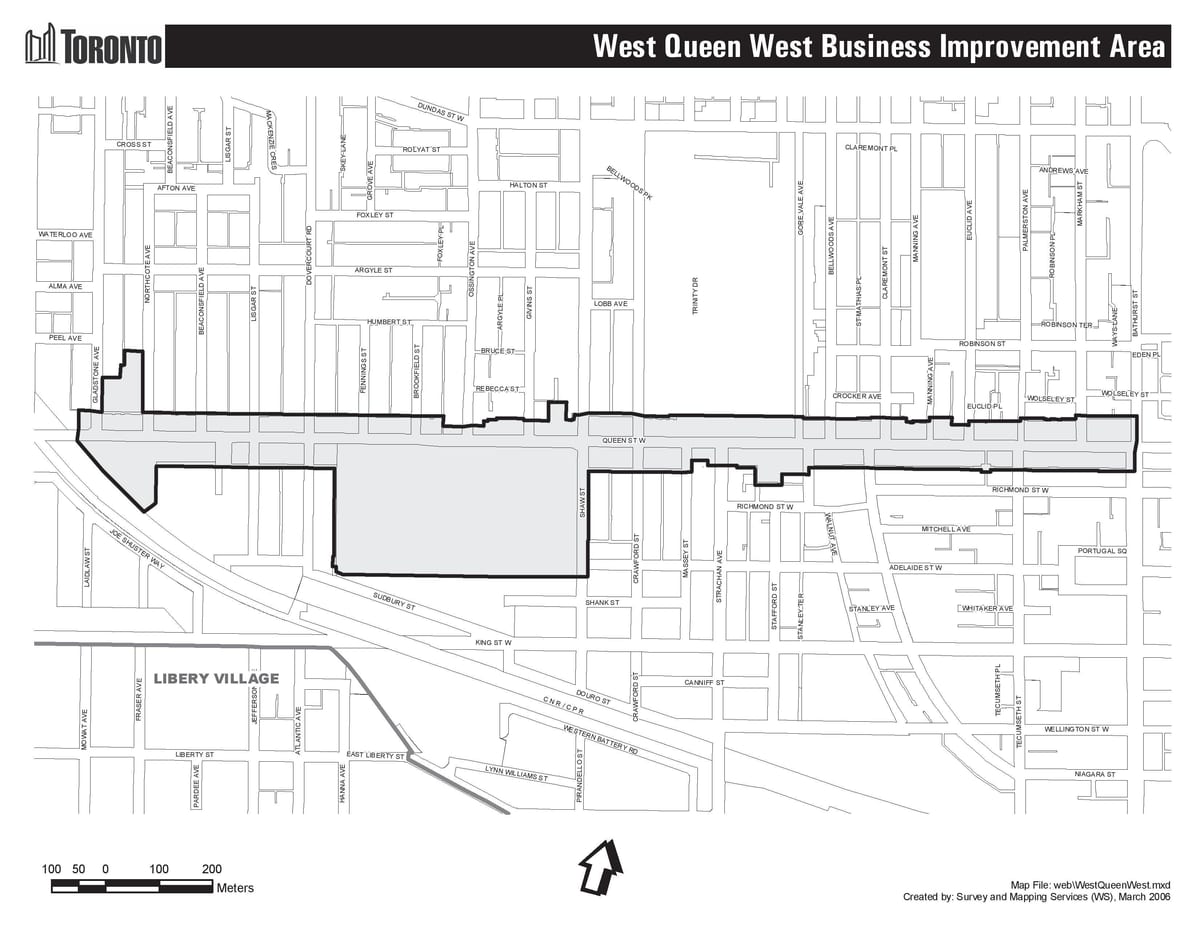 Mappa di Queen street west Toronto