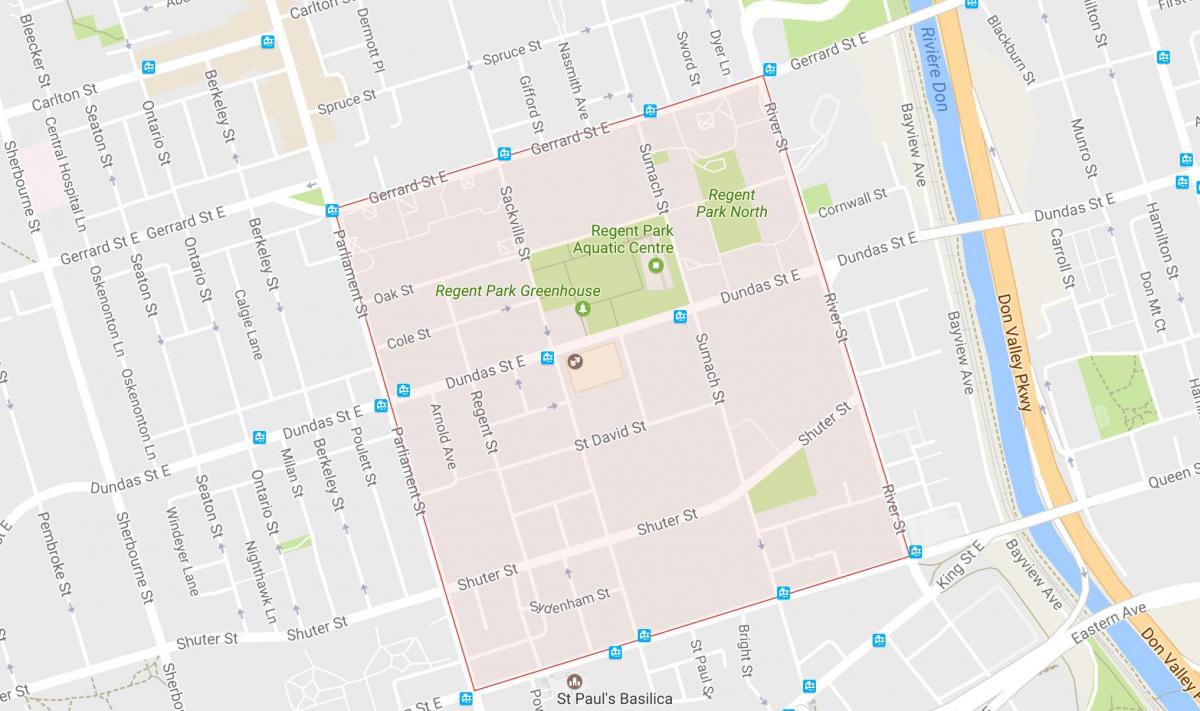 Mappa di Regent Park nel quartiere di Toronto