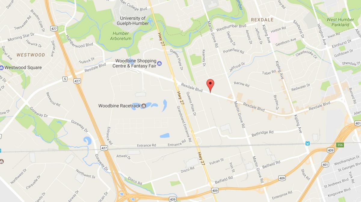 Mappa di Rexdale viale Toronto