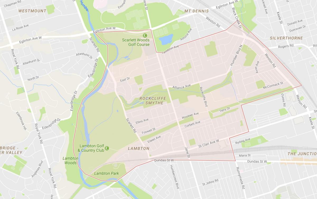 Mappa di Rockcliffe–Smythe quartiere di Toronto