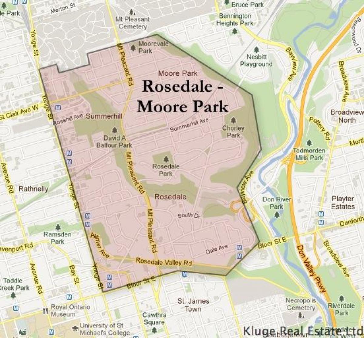 Mappa di Rosedale Moore Park di Toronto