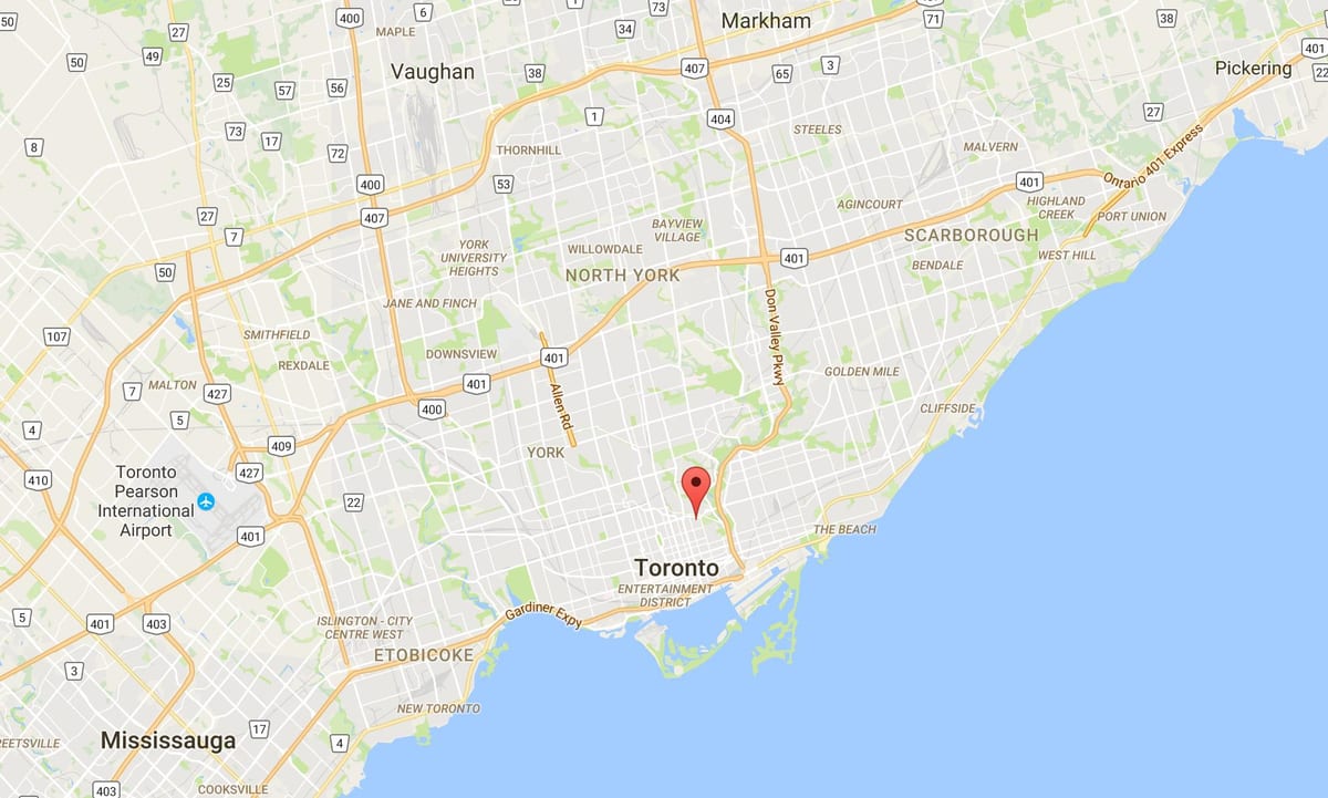 Mappa di San Giacomo, quartiere della Città di Toronto