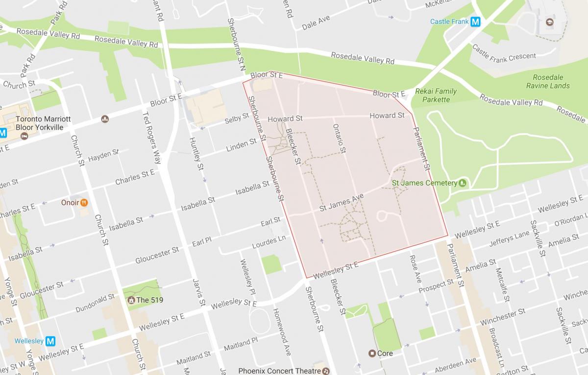 Mappa di San Giacomo Comune di vicinato Toronto