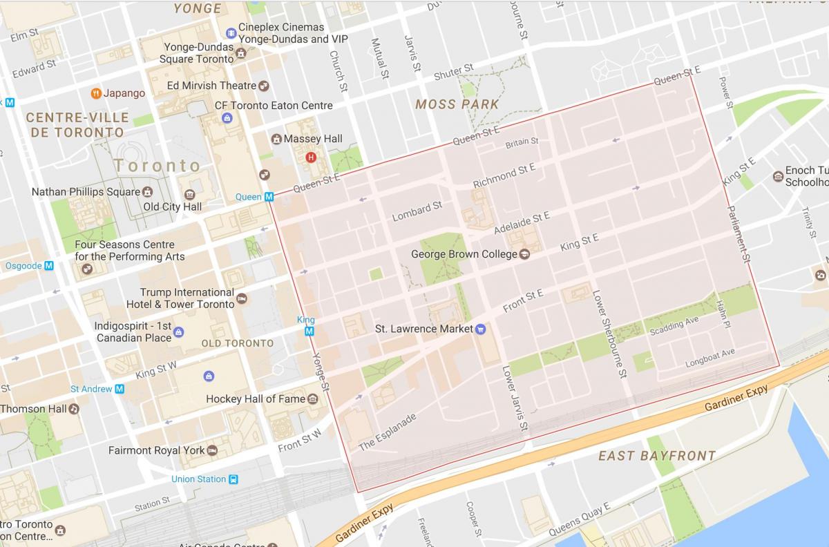 Mappa di San Lorenzo, quartiere di Toronto