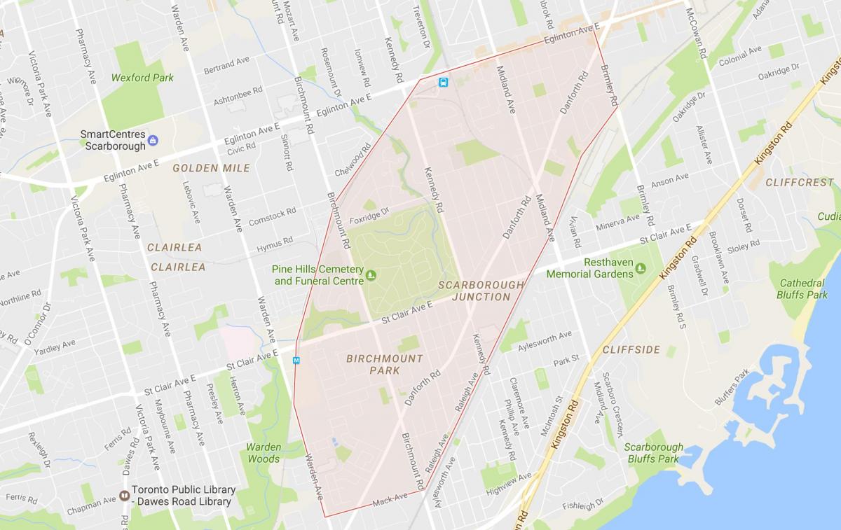Mappa di Scarborough Junction quartiere di Toronto