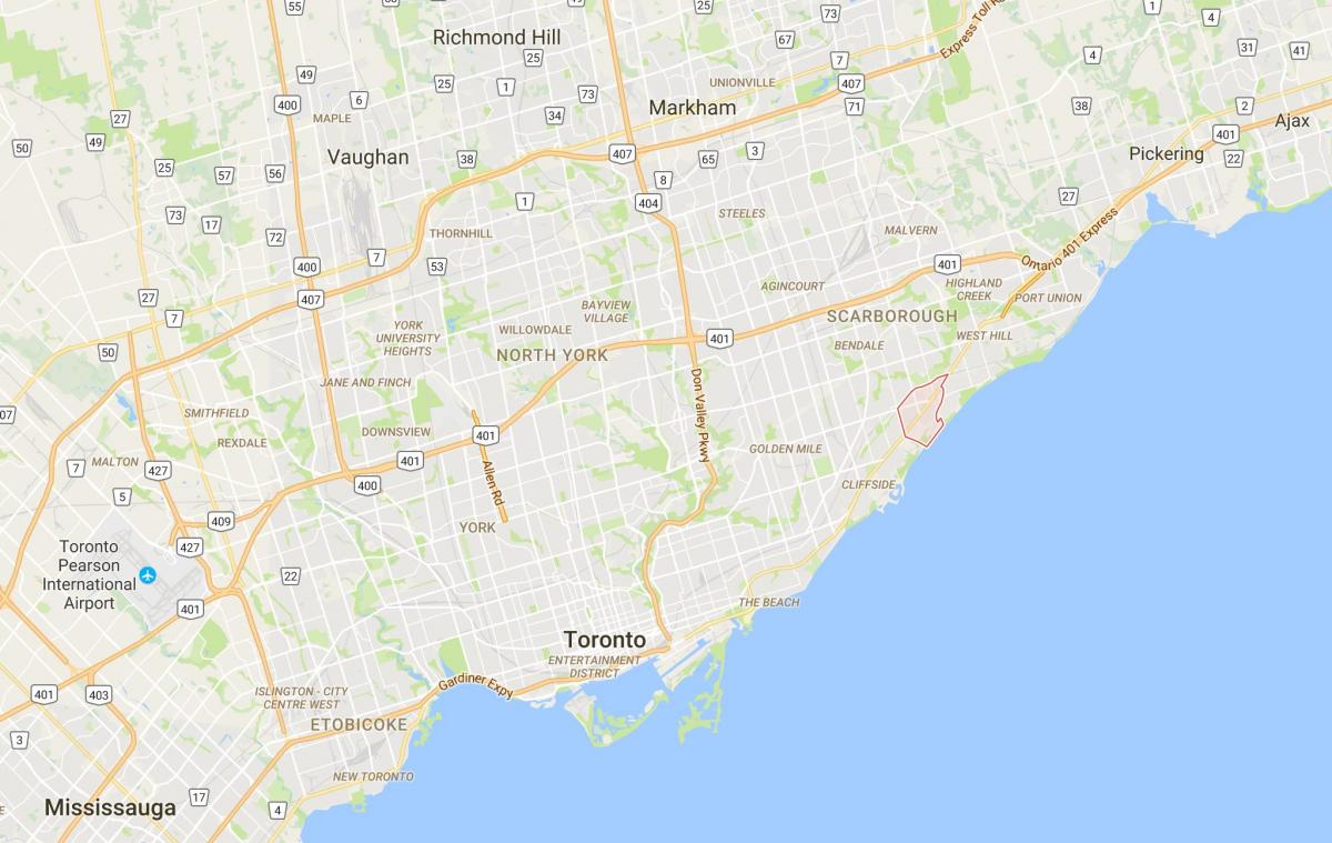 Mappa di Scarborough Villaggio del distretto di Toronto