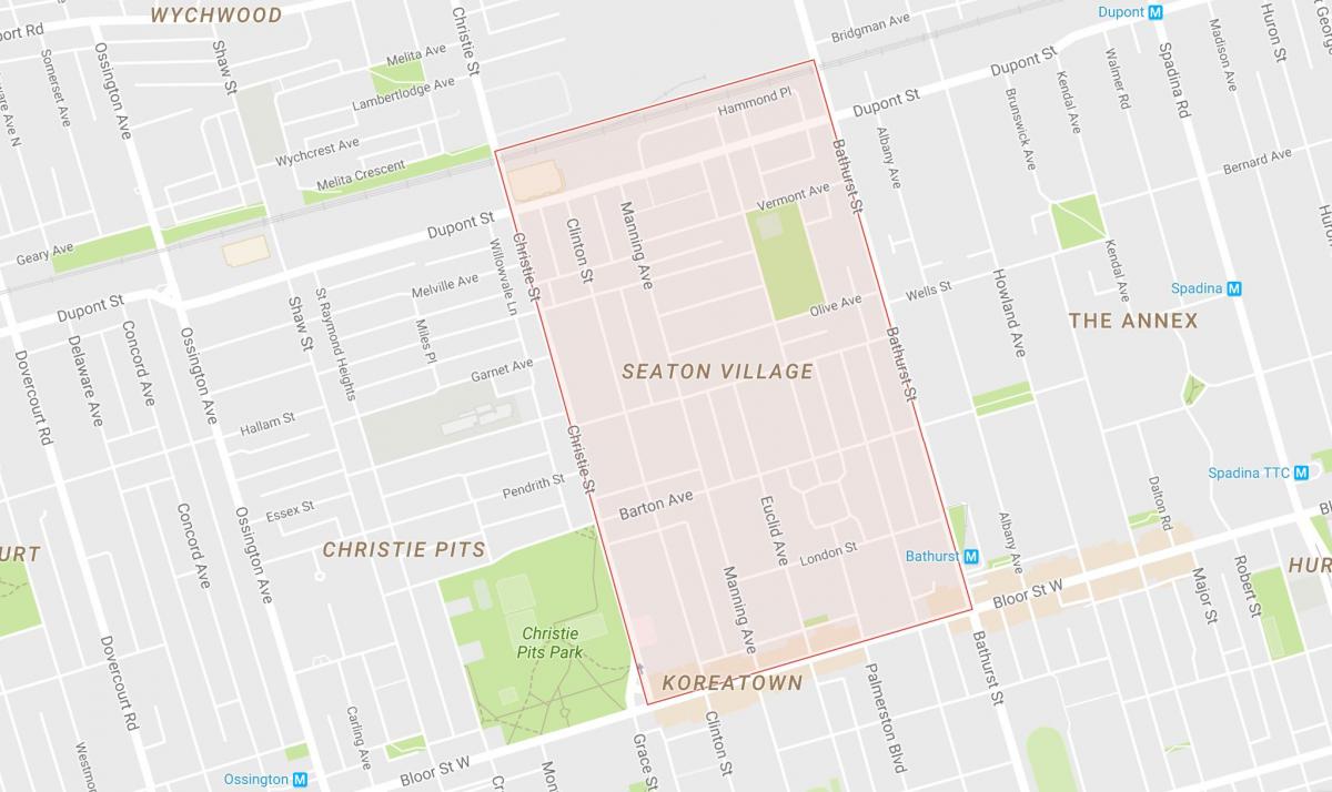 Mappa di Seaton Villaggio quartiere di Toronto
